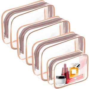 AURUZA Clear Makeup Bag,Portable Travel Toiletry Bags with Zipper, TSA Approved Clear Organizer Bags, PVC Cosmetic Pouch for Airport Airline Compliant