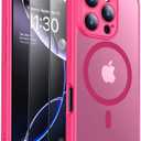 SPIDERCASE Designed for iPhone 16 Pro Case, Magnetic Translucent [2 Tempered Glass Screen Protector] [Full Camera Protection] Anti-Fingerprint Anti-Scratch for iPhone 16 Pro 6.3”, Hot Pink And Black 2Pack Pack