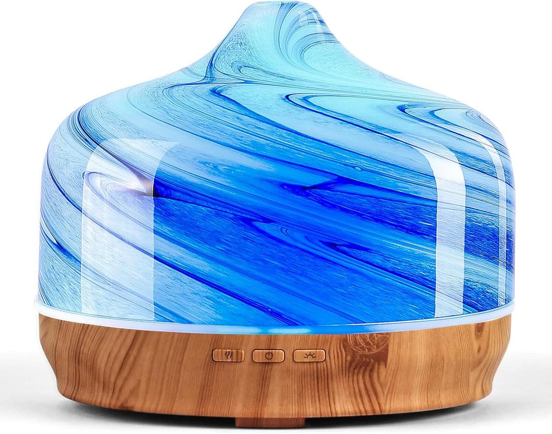 Porseme 500ml Glass Essential Oil Diffuser Aromatherapy Ultrasonic Cool Mist Humidifier 15-21 Running Hours Waterless Auto-Off Air Diffusers for Sleeping, Yoga, Office Working, Spa and Rest (Ink)