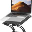 Nulaxy Fully Adjustable Laptop Stand for Desk, Dual Foldable Computer Riser with Heat-Vent, Ergonomic Notebook Holder Portable Office Accessories Compatible with Most Laptops, Black