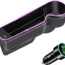 7 Color Led Car Seat Gap Filler Organizer Car Seat Pocket Gap Filler with USB+C Fast Charger,Car Gap Organizer Storage 2023 Console Side Seat Gap Filler fit for Passenger Side(Black-passenger side)