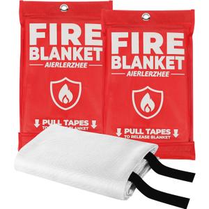 Fire Blanket 2 Pack 40"x40" CE Certified Fiberglass, Heat Resistant to 1076F No-Mess Fire Suppression for Kitchen, Grill, Car, Camping & Home Safety