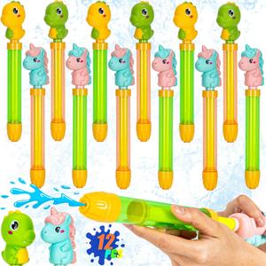 Dramosary 12 Pack Super Water Soaker Blaster Squirt Guns, Dinosaur Unicorn Water Shooters for Kids Bulk Summer Outdoor Swimming Water Game Fighting Play Toys