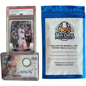 High Cheese Baseball Walk Off Mystery Pack - 2 Cards, 1 PSA Graded & 1 Autograph/Relic Ungraded