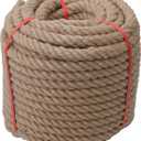 Natural Jute Twine Strin, Bulk Hemp Jute Rope Ideal for Tug of War, Deer Hunting, Nautical, Crafts, Swing, Packing Material Burlap Ribbon, Christmas Knitting Macrame Decoration (24mm 165 Feet)