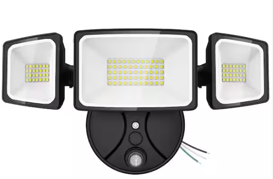 70W 7000LM Security Lights Outdoor, 4-Head LED Motion Sensor Light, Hardwired Dusk to Dawn Flood Light, 6500K Daylight, IP65 Waterproof, 3 Modes for Yard Garage Porch