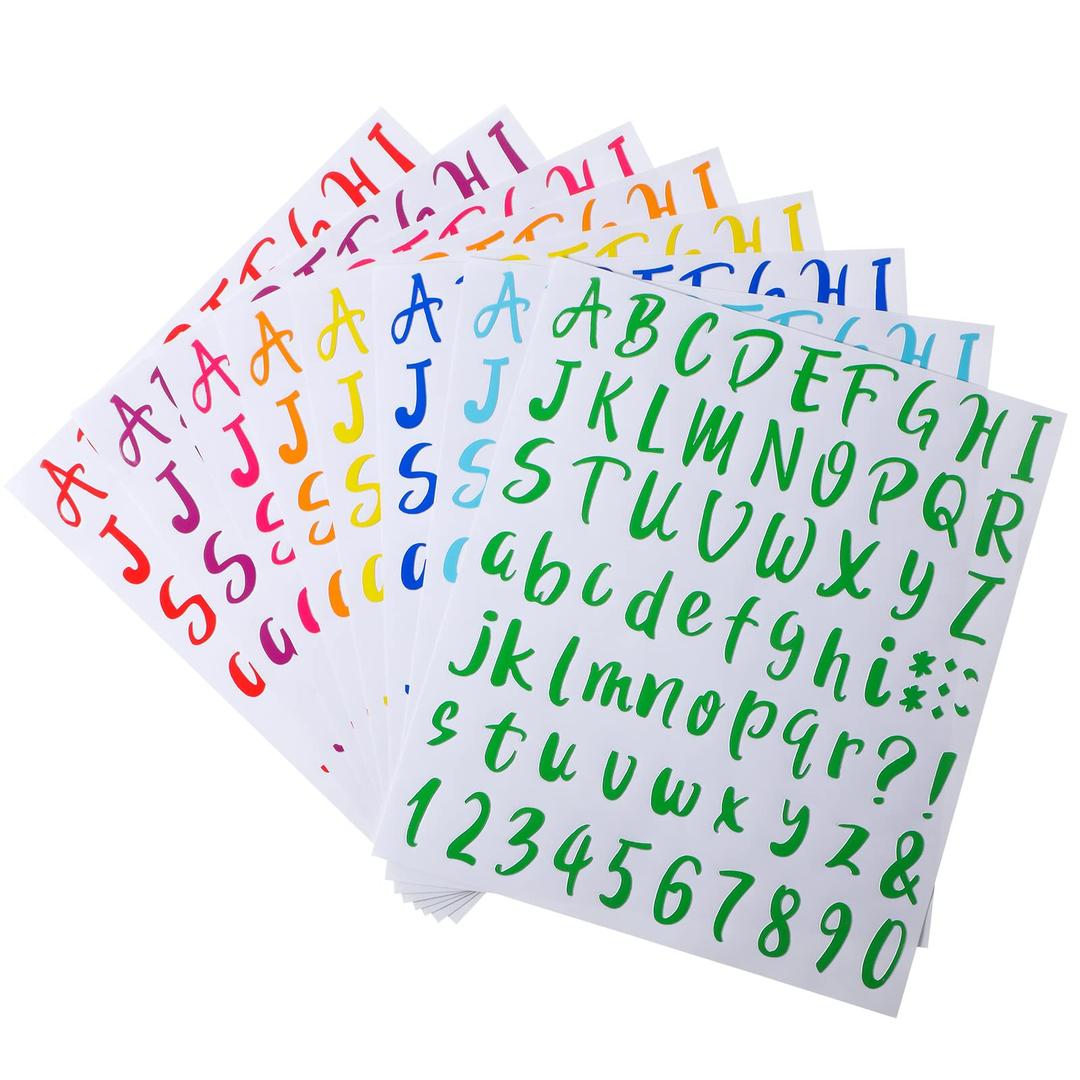 Outus 576 Pieces 8 Sheets Letters Stickers Self Adhesive Vinyl Letter Alphabet Number Stickers Mailbox Numbers Sticker, Decals for Classroom Decor, Sign, Door(Multi Colors,1.5 Inch)