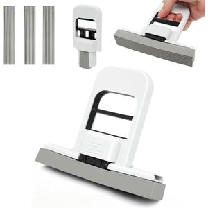 Mini Foldable Wet Dry Use Squeeze Small Mop, Mini Mop for Small Spaces, Black Portable Cleaning Sponge Mops for Desktop, Kitchen, Counter, Glass, Tile