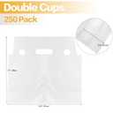 Cheardia 250 Pack Handle Drinking Poly Bags, Portable 2 Cup Plastic Packaging Drinking Bags Carrier Holder for Delivery Beverage, Coffee, Juice, Stores, 11.8 x 3 x 11 Inch - Clear