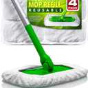 VanDuck Reusable 100% Cotton Mop Pads Compatible with Swiffer Sweeper (4-Pack), Terry Cloth Mop Covers Washable for Wet Mopping and Floor Cleaning (Handle is Not Included) (Wet&dry (White))