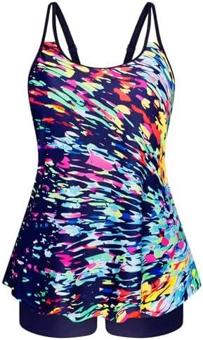 Hanna Nikole Womens Plus Size Tankini Swimsuit Two Piece Bathing Suits Flowy Swim Tops with Boy Shorts, Size: XL