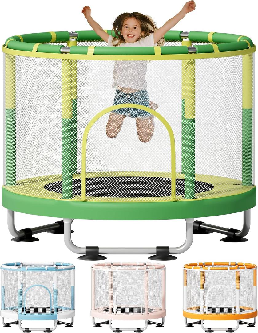 ZCMHAXJ 55" Trampoline for Kids, 440lbs Capacity Indoor & Outdoor Toddler Trampoline, Gifts for Boys & Girls