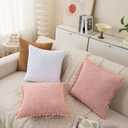 wangyiyi Pack of 2 Corduroy Decorative Throw Pillow Covers 18x18 Inch Soft Striped Square Cushion Cases Modern Farmhouse Home Decor for Couch Sofa Bed Living Room (Brown)