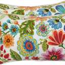 Pillow Perfect Bright Floral Indoor/Outdoor Accent Throw Pillow Plush Fill, Weather, and Fade Resistant, Lumbar - 11.5" x 18.5", Blue/Purple Gregoire 2 Count