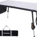 KingCamp Folding Camping Table Foldable, 55.1" x27.6" Aluminum Roll Up Table with Adjustable Height 6-7 Person Large Camp Tables Outdoor with Carrying Bag for BBQ, Patio, Picnic Loads 265 Lbs