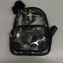 Missnine Small Clear Backpack for Stadium Events Anti-theft Mini Clear Bag for Sport Event Concert with Cute Pom-pom Ball