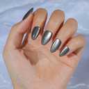 2 x Black Cat Eye Press on Nails Almond, Jofay Fashion Soft Gel Fake Nails Medium, Reusable & Stylish Acrylic False Nails, Stick on Nails for Women Girls Gift, Glue on Nails Kit 32 Pcs