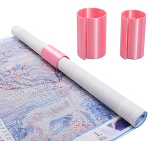 HOZOE Diamond Painting Canvas Roll Holder, Fixed Scroll Anti-Roll Bracket, Diamond Scroll Ring Storage Tool, Diamond Painting Art Accessories, 3D Printing, 2-Pack (Pink)