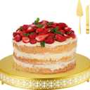 Wenqik Gold Cake Stand 18 Inch Metal Round Cupcake Dessert Stand with Cake Cutting, Spatula Xmas Cupcake Pastry Display Candy Holder Display for Wedding Birthday Party