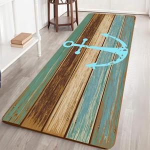 Bathroom Rug Runner 2x6, Thick Anti-Fatigue Non-Slip Memory Foam Kitchen Runner Mat, Nautical Wood Printed, Absorbent Washable Cushioned Carpet for Double Vanity, Shower,Laundry