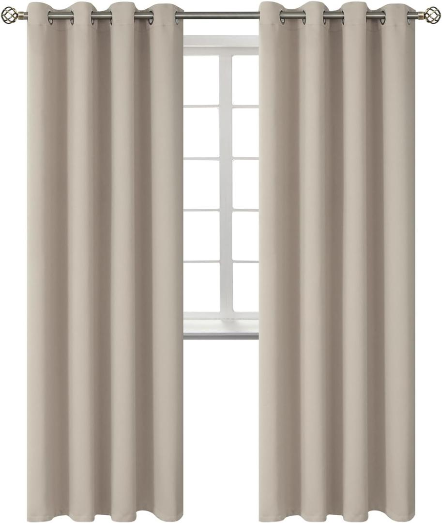 Grey/Eggshell Curtains. 52Wx84L
