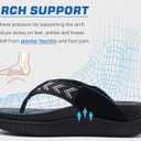KuaiLu Womens Fashion Orthotic Flip Flops Ladies Athletic Thick Cushion Recovery Thong Sandals Slip On Memory Foam Walking Sandles With Comfortable Plantar Fasciitis Arch Support (Black)