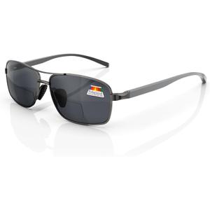 LianSan Retro Polarized Bifocal Sunglasses for Men Women,Metal Frame Top Clear Sun Readers with UV Protection Anti Glare (Gunmetal,2.50x)