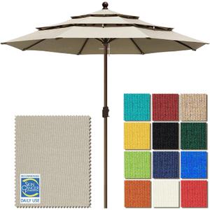 EliteShade USA 10-Year-Non-Fading 11ft 3-Tier Market Patio Umbrella, Commercial Grade Outdoor Table Umbrella with Crank Open, Windproof & UPF 50+ UV Protection, Heavy Duty Ventilation for Garden, Deck, Pool, Backyard, Beach & Bistro, No Tilt, Antique Beige