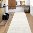 Runner Rug 2x5 Boho Geometric Area Rugs: Small Washable Kitchen Rug, Soft Non Slip Moroccan Long Hallway Rugs for Bedroom Bathroom Laundry Entryway Staircase Foyer (Beige, 2X5)