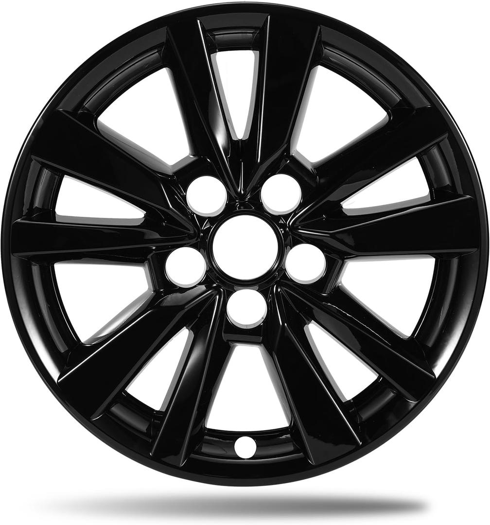 16 Inch Wheel Skins for 2025 2026 Toyota Camry Hybrid LE & Gas, Fits OEM#42611-AQ010 Alloy Wheels, Snap-On Design, Direct Replacement Gloss Black ABS Wheel Covers 4-Pack