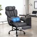 Executive Office Chair Big and Tall with Massage Lumbar Support 450lbs Reclining Office Chair with Footrest Heavy Duty Desk Chair High Back Ergonomic Fabric Chair for Heavy People Dark Gray