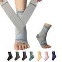 ABIRAM Ankle Brace, Ankle Compression Sleeve for Sprained Foot, Foot Sleeve (1 Pair) with Wrap, Ankle Support, Plantar Fasciitis Relief Socks, Achilles Tendonitis, Women & Men (Large, Gray)