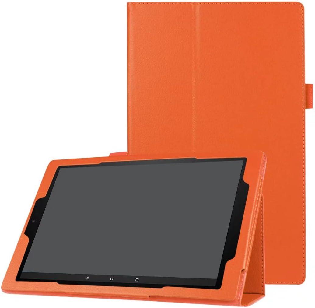 for Amazon All-New Kindle Fire HD10 7th 9th Generation Smart Cover, Ultra Slim Folio Stand Auto Sleep/Wake Up Leather Case for All New Fire HD 10 (2017 2019 Release) 10.1 inch (Orange)