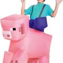 Pig Ride On Minecraft Kids Inflating Costume Jumpsuit with Fan, Up to Size (7-8)