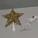 Brizled Gold Christmas Tree Topper, 9 Hollow-Out Star Tree Topper with 10 Warm White Lights, Pre-lit 5 Point Star Treetop, 120V UL Listed Lighted Treetop for Christmas Tree Home Decoration