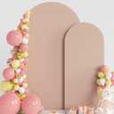 Wokceer Wedding Arch Backdrop Cover 7.2FT, 6FT Spandex Fitted Wedding Arch Stand Covers 2 Set Round Top Chiara Backdrop Stands Cover for Birthday Party Ceremony Banquet Decoration Nude