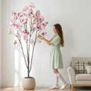 Ttranewsoo Fake Tree Cherry Blossom Tree Artificial Cherry Blossom Tree Tall Fake Plant Faux Trees Indoor Fake Trees Artificial Trees Home Decor Indoor Applies to Living Room Bedroom (Pink Rose) 81.9"
