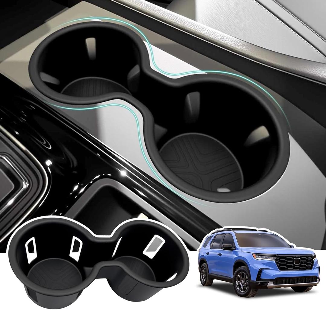 Cup Holder Organizer Compatible with Honda Pilot 2023-2026 & Passport/Ridgeline 2024-2026 Accessories, Noise-Free Water & Dust Proof Insert Console Drink Holder for 23-26 Pilot Accessories