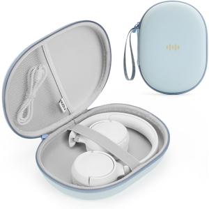 Headphone Case Hard Shell for JBL Tune 520BT/510BT/500BT/720BT/Bose/Soundcore Anker/BERIBES/KVIDIO/TOZO/JLab, Ultra-Slim Over-Ear Headset Universal Portable Travel Organizer Bag (Light Blue)
