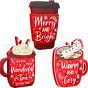 3 Pieces Christmas Tiered Tray Decor Wooden Block Signs Xmas Coffee Hot Cocoa Wood Sign Warm Winter Season Drinks Table Centerpieces Marshmallow Center Snowmen Tabletop Decorations for Holidays