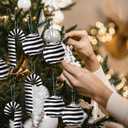 Soulchen 12 Pcs Christmas Candy Cane Ball Decorations - Plush Candy Cane and Hanging Christmas Ball Ornaments, Tree Hanging Decorations for Xmas Tree Home Party Favor Supplies (Black and White)