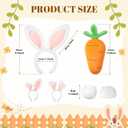 Crowye 3 Pcs Bunny Costume Set Plush Bunny Ear Headband Rabbit Tail Carrot for Women Adults Halloween Cosplay Party