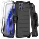 KECAI for Motorola Moto G Power/G Play 2025 Case with Belt Clip Holster,2X Screen Protector,Heavy Duty Shockproof Drop Protection Military Grade Durable Full Body Phone Cover with Kickstand (Black)