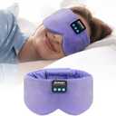 Sleep Mask Bluetooth Headphones Soft Wireless Headband Eye Mask Blackout with Microphone (Lilac)