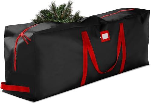 ZOBER 600D Oxford Fabric Large Christmas Tree Storage Bag - Fits 9 Ft Artificial Trees - Tear Proof Waterproof Christmas Tree Bag For Storage Box For Xmas - Strong, Durable Handles - Card Slot - Black