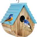 Bird House, Auslar Wooden Bird Houses for Outside, Birdhouse for Outdoors, Hanging Bluebird House for Cardinals Finch Wren Swallow for Garden Viewing