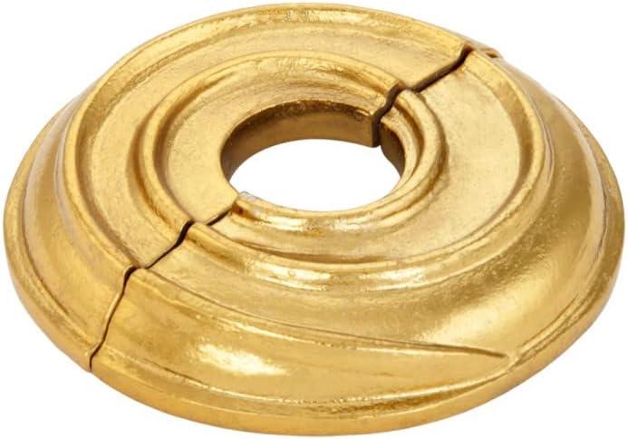 Renovators Supply Manufacturing Aluminum Escutcheon Plate 3.13 in OD Escutcheon 1/2 in IPS Lacquered Brass Finish Radiator Flange