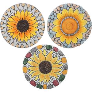 3 Pack Sunflower Stepping Stone, 10 Inch Decorative Garden Step Stone for Yard, Patio, Garden, Walkway, Outdoor and Indoor Home Decor