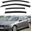 4pcs Out-Channel Smoke Tint Rain Guard compatible with 2006-2011 BMW E90 3-Series 4-Door Sedan M3 323 325 328 330 335 i xdrive xi d Tape-On Vent Deflector Window Visors Car Accessories