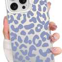 Compatible with iPhone 16 Pro Max Case Cute Aesthetic for Women Girls, Cool Leopard Cheetah Print Phone Case Trendy Girly Glossy Slim Shockproof Protective Cover, Grey Blue